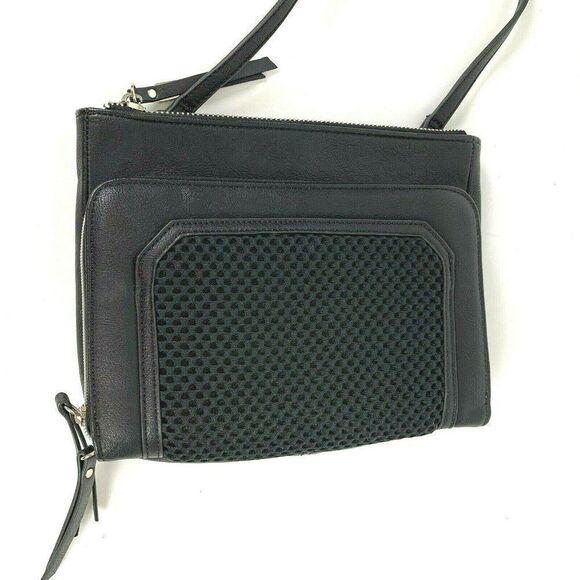 Steven by Steve Madden Crossbody Bag Black Silver Mesh Detail Pockets - Picture 4 of 8